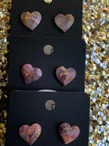 Purple Swirl Heart Studs