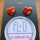Red & Gold Heart Studs