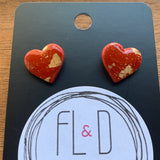 Red & Gold Heart Studs