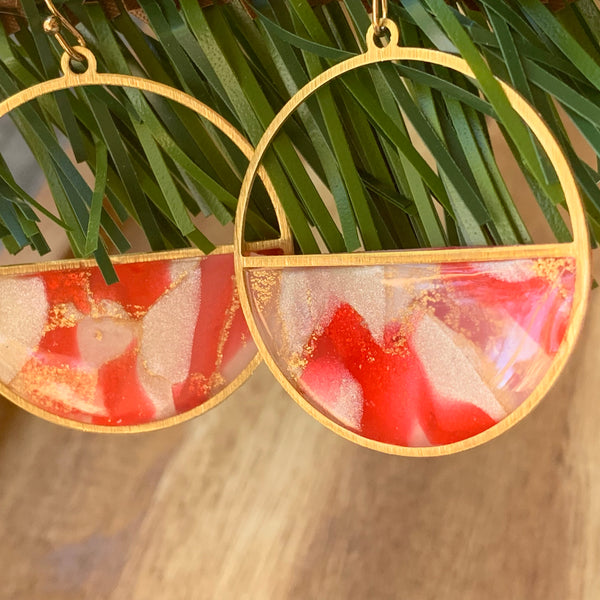 Red Shimmer Hoops