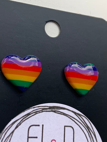 Rainbow Connection Heart Studs