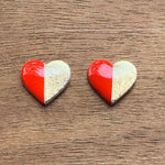 Red & Foil Heart Studs