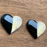 Black & Foil Heart Studs