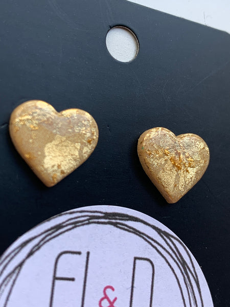 Gold Heart Studs
